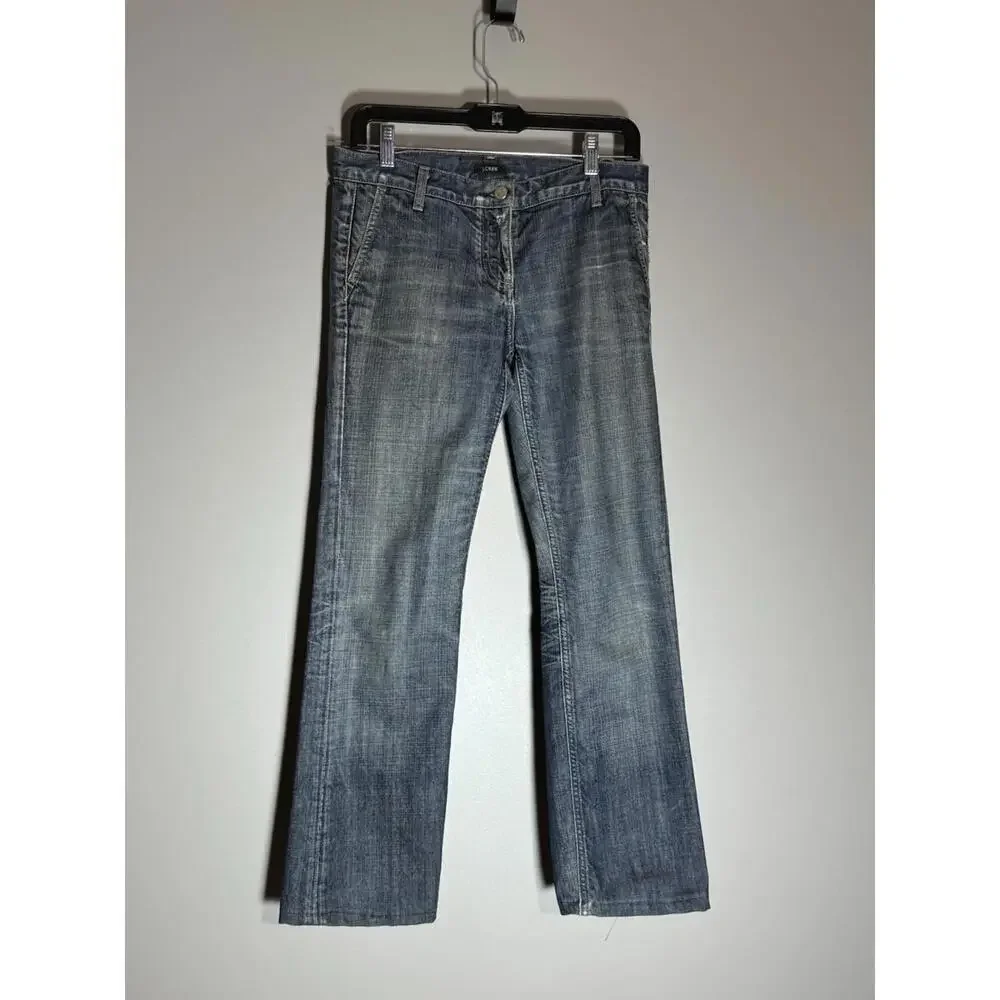 J.CREW Women's Low Rise Flare Jeans, Size 4, Dark Wash, Blue, Stretch